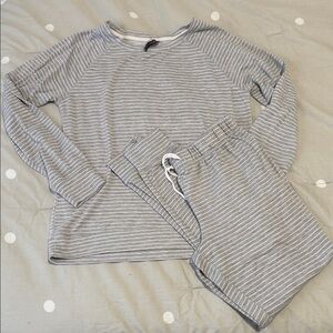 Women's Gray Striped Pajama Set
